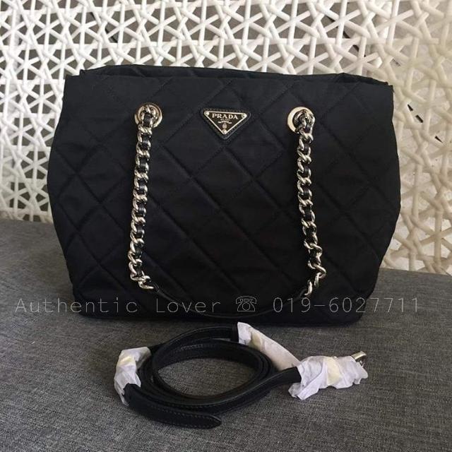 Prada 1BG740 Black Tessuto Impuntu Quilted Bag Luxury Bags