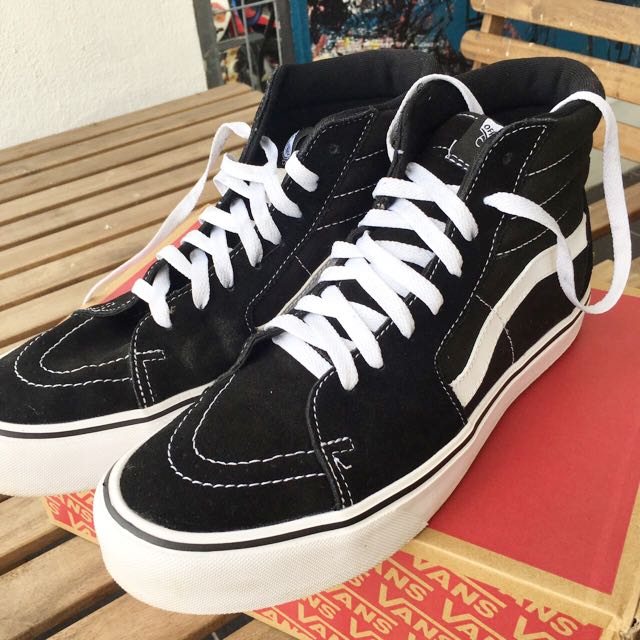vans sk8 hi black white canvas