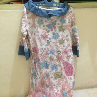 Konsep Designer Pink White Batik Dress