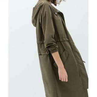 zara khaki coat