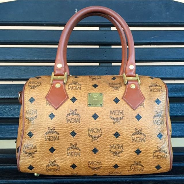 Authentic MCM Cognac Visetos Speedy 25 Handbag, Women's Fashion, Bags &  Wallets, Purses & Pouches on Carousell