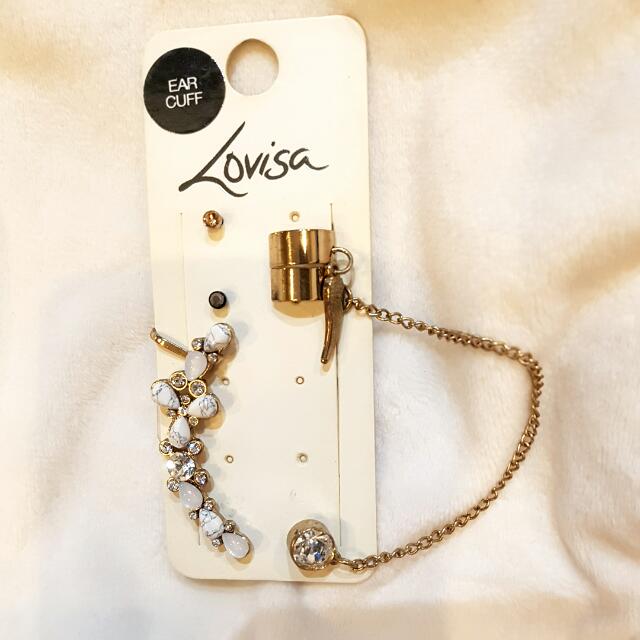 LOVISA Crystal Ear Cuff / Clip On & Earrings Set, Women's Fashion ...