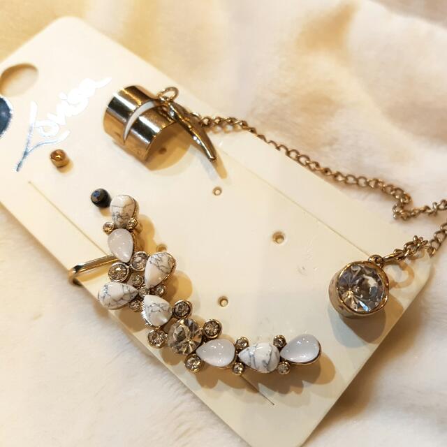 LOVISA Crystal Ear Cuff / Clip On & Earrings Set, Women's Fashion, Accessories on Carousell