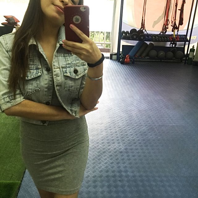 tube dress with denim jacket