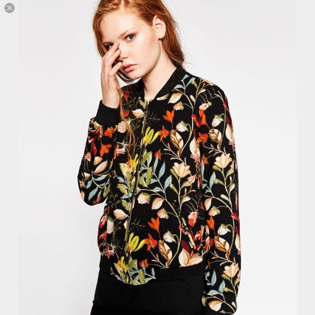 Zara Women's Floral Bomber Jacket 