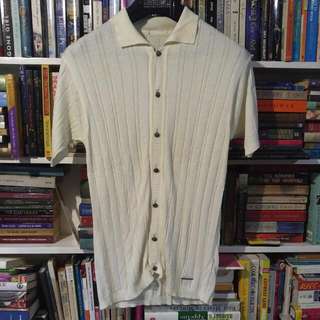 TRUSSARDI CASHMERW BUTTON DOWN SHORT SLEEVED SHIRT (Made In Italy . Size Small)