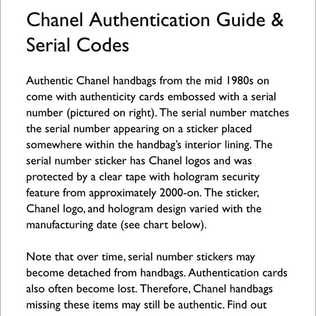 🖌 VERY USEFUL INFORMATION: Chanel Date Codes On Serial Stickers, Luxury,  Bags & Wallets on Carousell