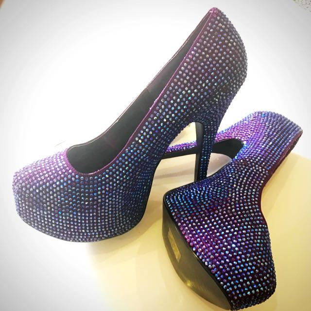 purple rhinestone shoes