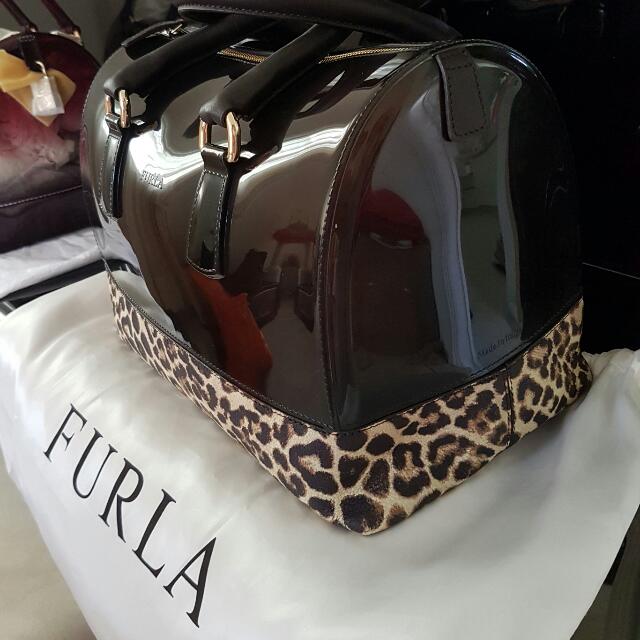 Furla Leopard Print Leather Bottom Candy Bag