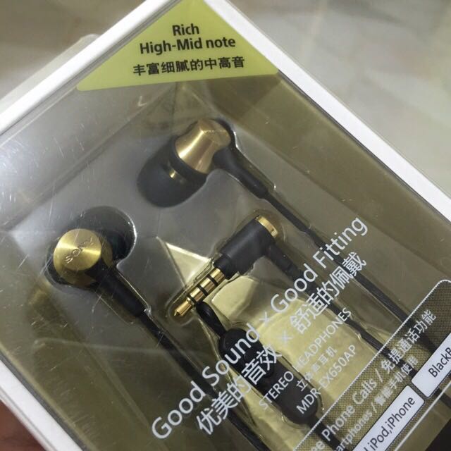 SONY EX650AP (Gold) In-ear Earphone High Resolution Enhanced Bass ...