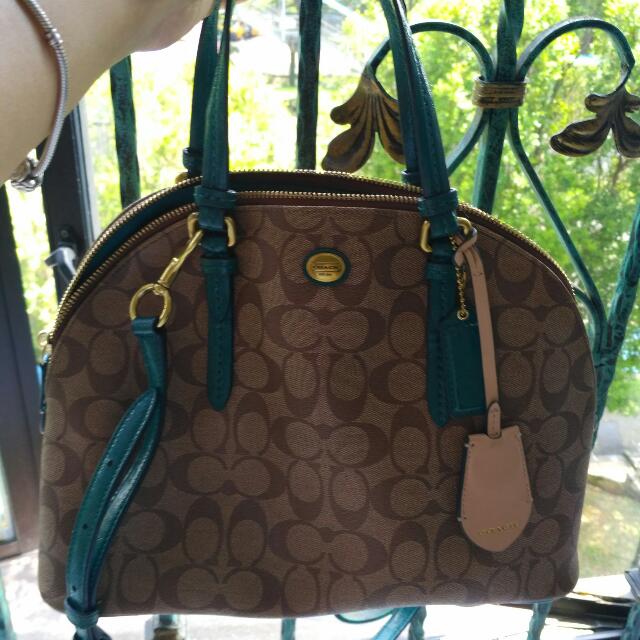 Coach Peyton Signature Cora Domed Satchel Handbag F24606