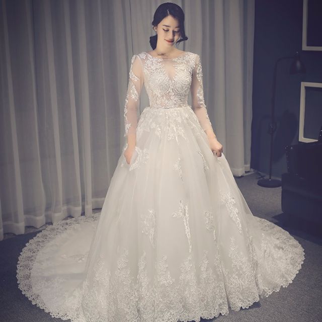 Pre order White long sleeve ruby lin wedding gown dress bridal prom dinner evening sexy elegant