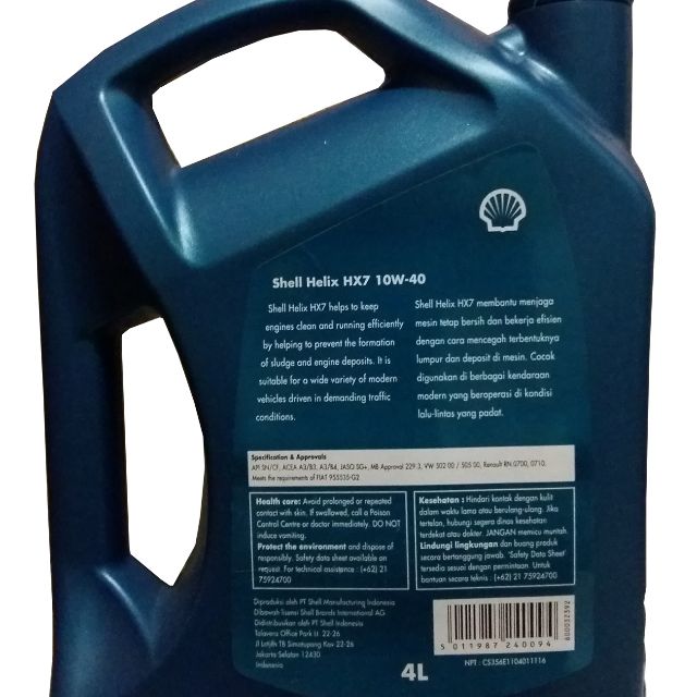Shell Helix Hx7 10w 40 Api Sn Cf Oli Mobil Bensin 4 Liter Original Aksesoris Mobil Di Carousell