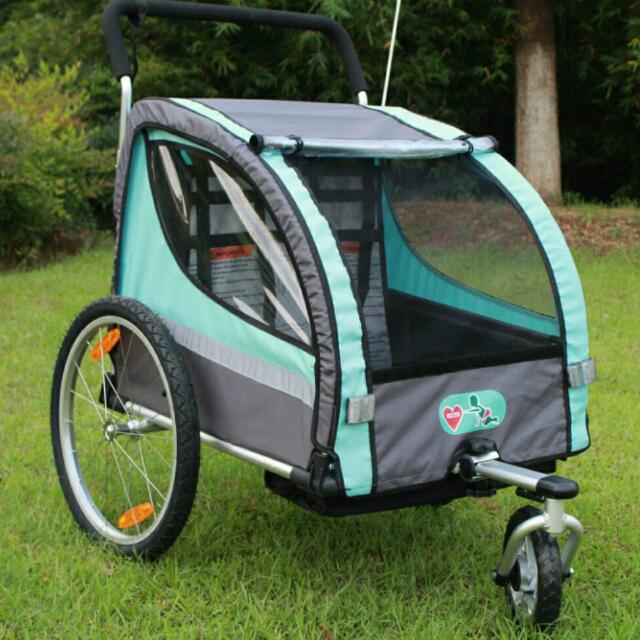 SunBee Aluminium Double Bicycle Trailer / Jogger Stroller (Orange And