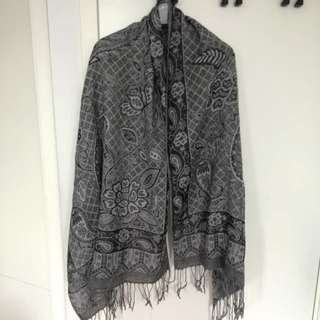 黑白色闊身圍巾  披肩 scarf64200166885763110