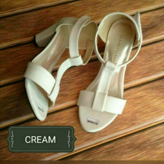 High Heels Hak Tahu Vintage T Strap Hb08 Fs Cream Olshop Fashion Olshop Wanita Di Carousell