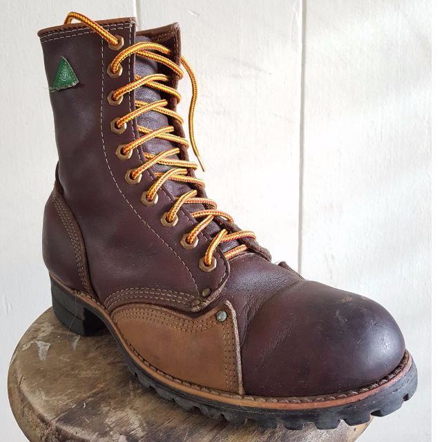 Quality Full Grain Leather High Cut Work Boots Triple Stitched. Steel Cap Reinforced side leathers riveted. US 10.5 Made in USA