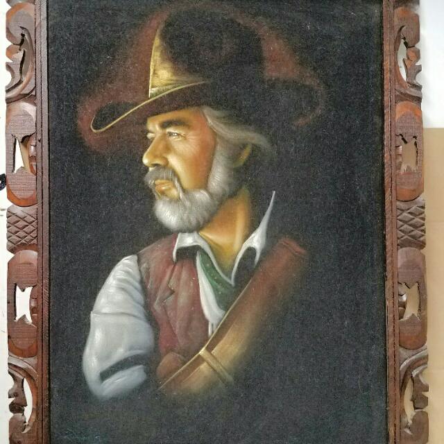 Vintage Kenny Roger S Black Velvet Oil Painting Vintage