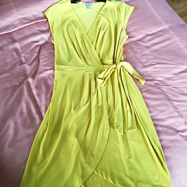 yellow wrap dress h&m