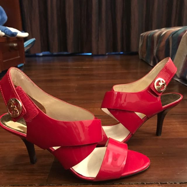 michael kors red high heel shoes