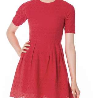 Ninth Collection Wilmer Eyelet Dress In Red
