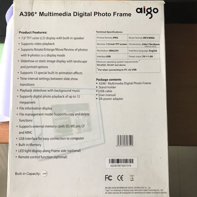 Aigo Multimedia Digital Photo Frame, Furniture & Home Living, Home