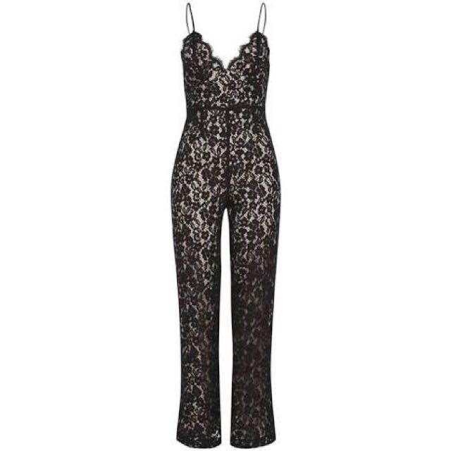 bardot lace jumpsuit