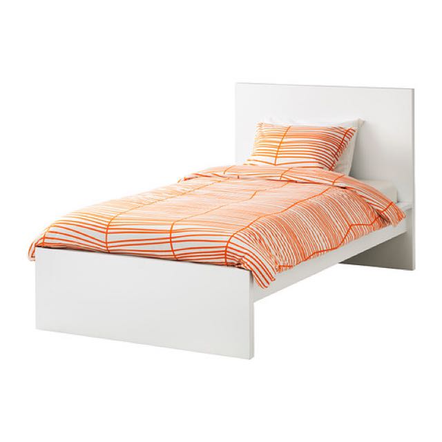 Ikea Malm White Single Bed Frame Single Bed Mattress Furniture Beds Mattresses On Carousell