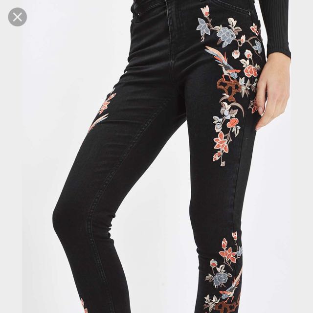 Topshop jamie embroidered jeans hotsell