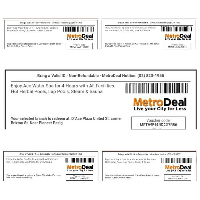 Metrodeal Ace Water Spa 5 Vouchers On Carousell