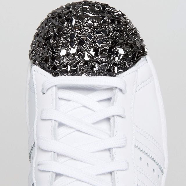 Addidas Originals White Superstar Trainers With Silver Metal Toe