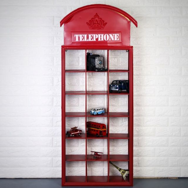 Brand New Uk Iconic Red Phone Booth Display Cabinet Furniture