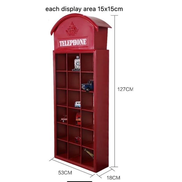Brand New Uk Iconic Red Phone Booth Display Cabinet Furniture