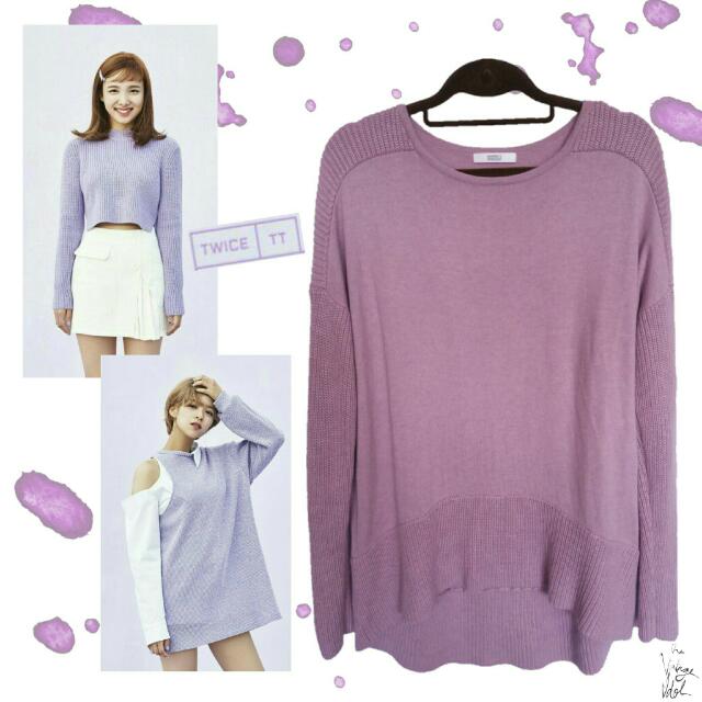 Reserved Kpop Inspired Twice Tt Lilac Sweater Women S Fashion Tops Others Tops On Carousell