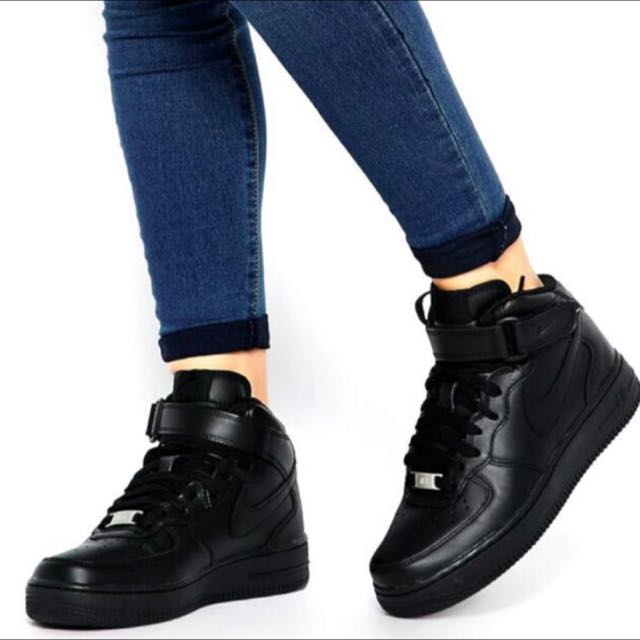 Nike Air Force 1 High Cut Velcro In Black, Women's Fashion, Shoes on ...