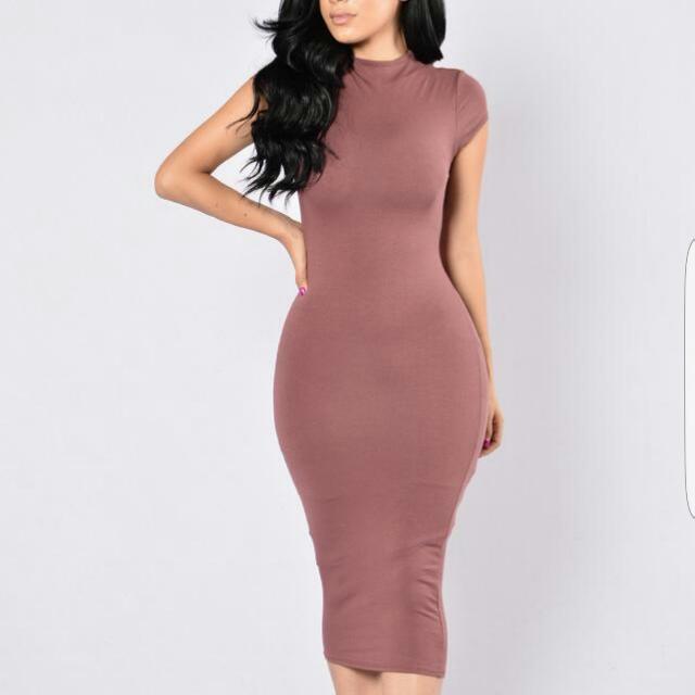 tight midi dress with sleeves