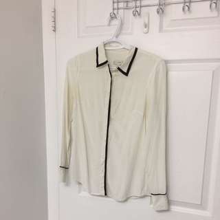 J Crew White Blouse With Black Detail (size 0) **reduced price