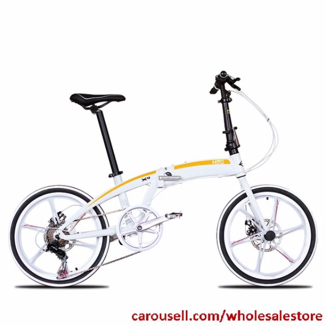 HITO 20 inch folding bicycle, Folding Bike aluminum alloy S-shape frame with double disc brake. Foldable pedal, adult bike 140-180cm/ Sports Equipment/Road Bike/Two wheeler/mountain climbing bike/racing bicycle/foldable pedal mtb road bike (Category: Bicycles) located in Singapore. Submitted by wholesalestore (Listing ID 97307340, Image 2). Description: .