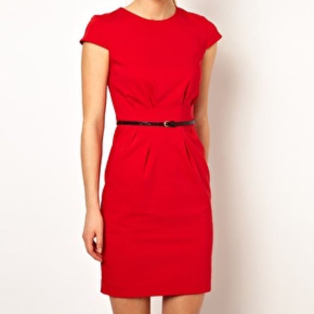 mango suit red dress