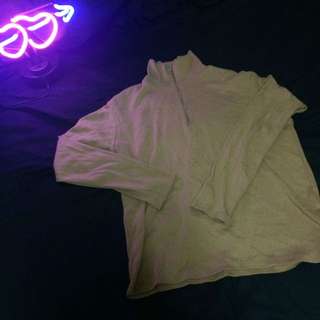 Hong Clothing 駝色高領拉鍊上衣