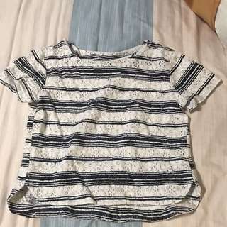 Blue Stripe Laced Top