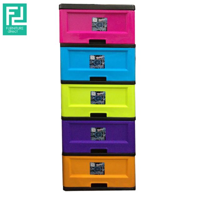 Furniture Direct Colorful 5 Drawer Plastic Storage Home