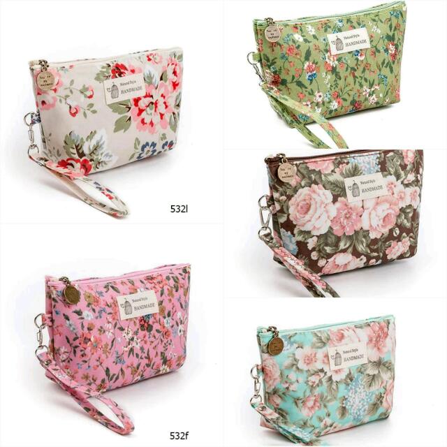 New Vintage Fl Printed Cosmetic Bag - Printed Makeup Bags New Vintage Fl Printed Cosmetic Bag - Printed Makeup Bags