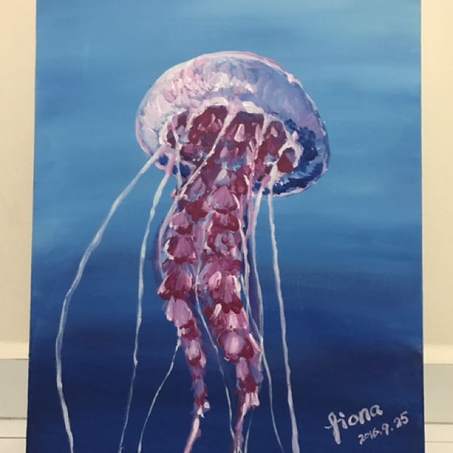 Original Acrylic Painting Jellyfish Design Craft Art
