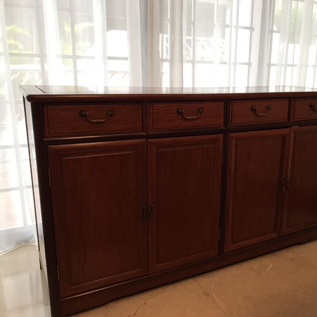 Rosewood 4 Draw 4 Door Dining Cabinet Furniture Shelves Drawers On Carousell