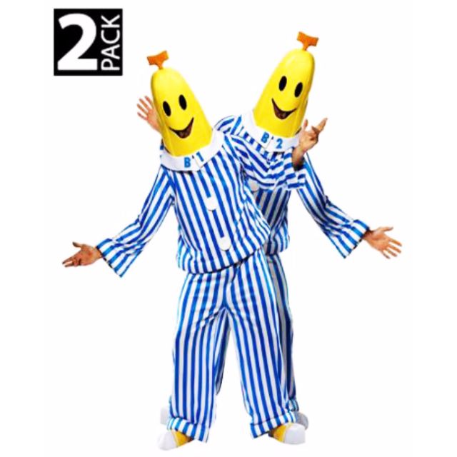 2 Pack Bananas In Pyjamas Mens Womens Fancy Dress Unisex Party