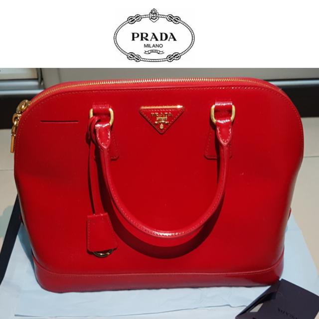 Authentic Prada Saffiano Vernic Rosso Handbag