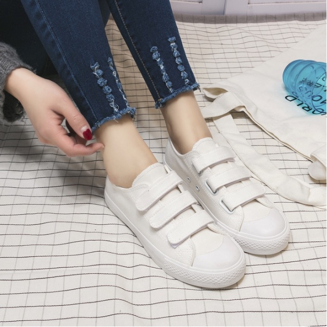 SALE BLACK INSTOCK CANVAS VELCRO STRAP SHOES SNEAKERS