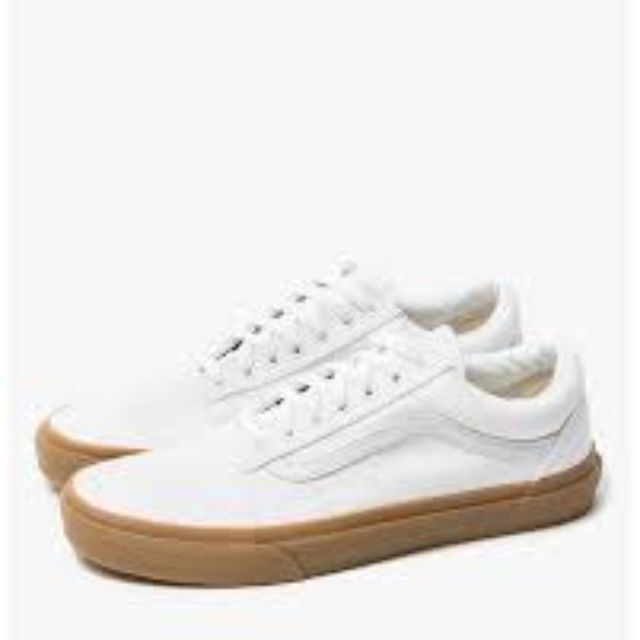 White old skool vans with gum sole sale