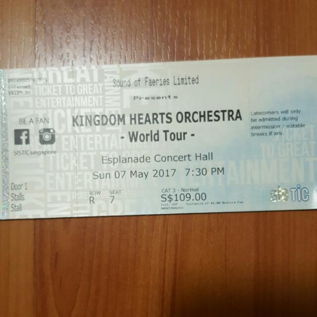 Kingdom Hearts Orchestra World Tour Concert Ticket (CAT3), Tickets